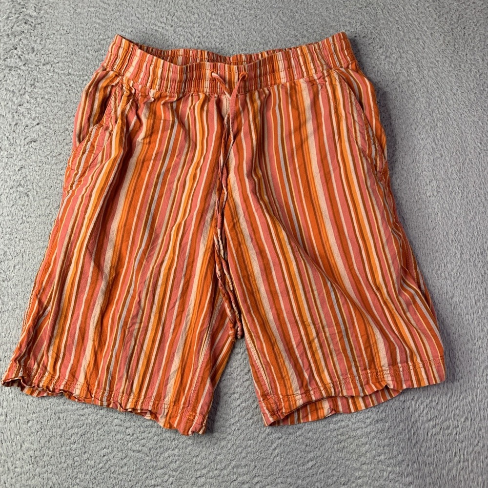 Free People Anthropology Saylor Poplin Stripe Shorts Red Orange XS 28" Waist